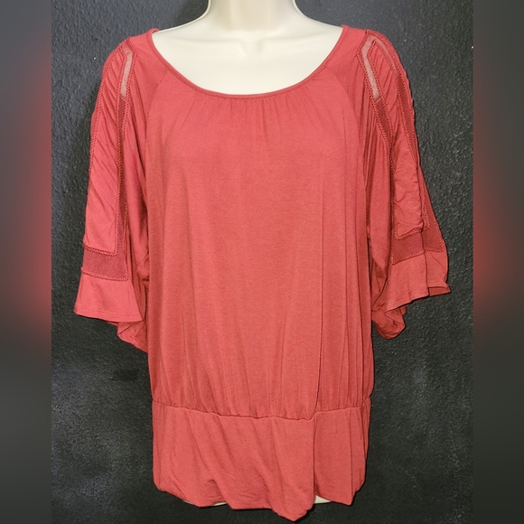 ANTHROPOLOGIE Postmark Size Medium Burnt Red Rust Women's Blouse Shirt Top - Picture 1 of 6